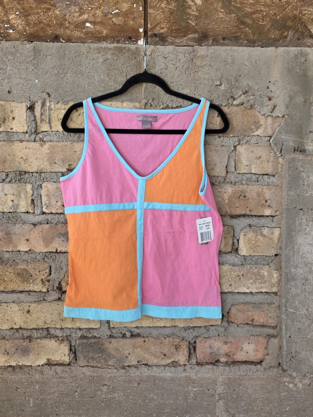 NWT Vintage Willow Wear Colorblock Tank Top - Pink & Orange - Size L